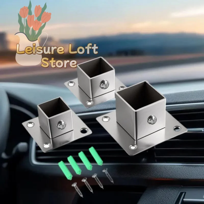 Stainless Steel Square Tube Connector Set - 25/30/35mm Flange Base Elbow for Fence Rail Systems, Durable & Rustproof