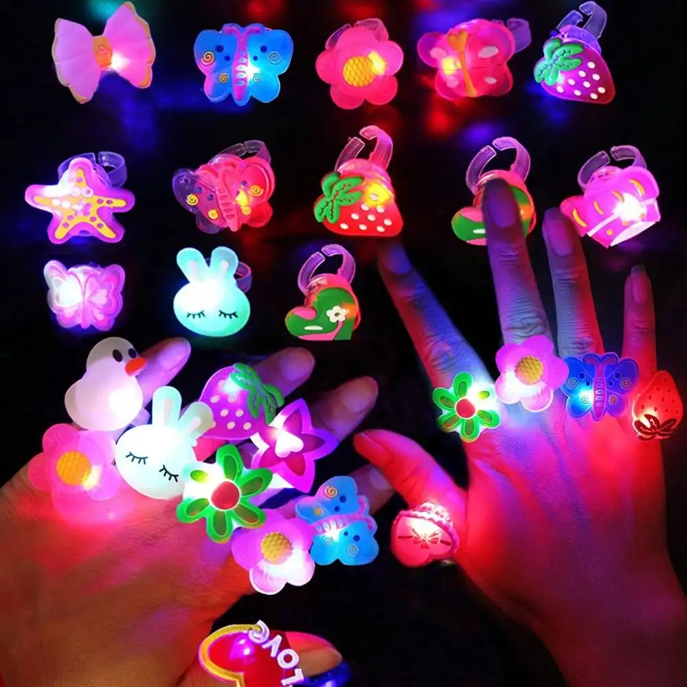 20/50 Stück Cartoon LED Leuchtende Fingerringe Tier- und Blumenmotiv Leuchtende Fingerringe Spielzeug Leuchtende Ringe Leuchten im Dunkeln Partyzubehör – Detail 3