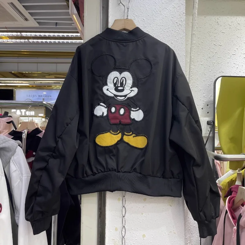 Veste de Baseball pour femmes, ample, courte, taille moyenne, manches longues, broderie, industrie lourde, dessin animé, nouveau manteau Y2k, printemps 2025