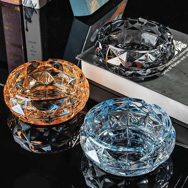 Nordic Home And Office Ins Popular Diamond Crystal Glass Ashtray Portable Decorative Cigar Ashtray Holder 재떨이 smoke tray