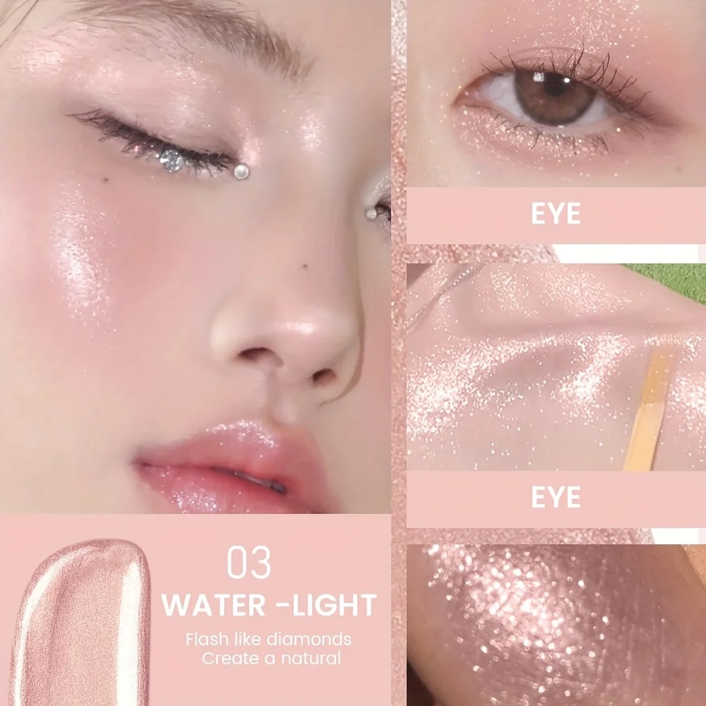 リキッド ハイライター - モイスト グリッター フォーミュラ、長持ちする高品質、きらめく仕上がりで顔の特徴を強調、メイクアップ