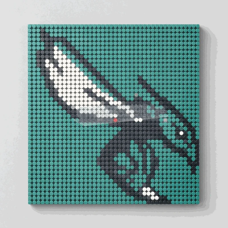 NEW 2349Parts Teal Flying Insect Emblem Building Blocks Mosaic Wall Art Model DIY Assembly Creative Toy Collection Display Gift