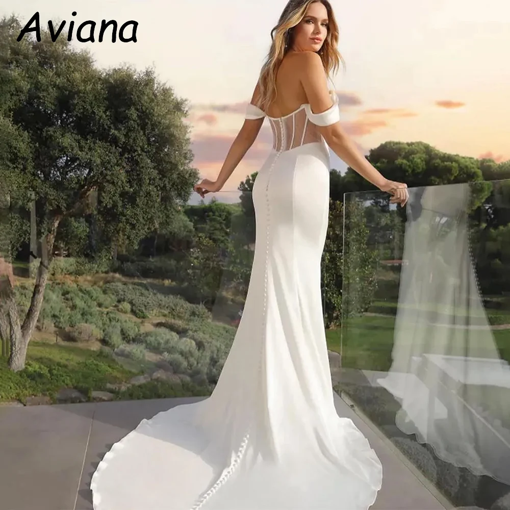 

Customized Simple Mermaid Long Wedding Dress Ivory Off the Shoulder Floor-Length Bridal Elegant Women Vestidos De Novias 2025