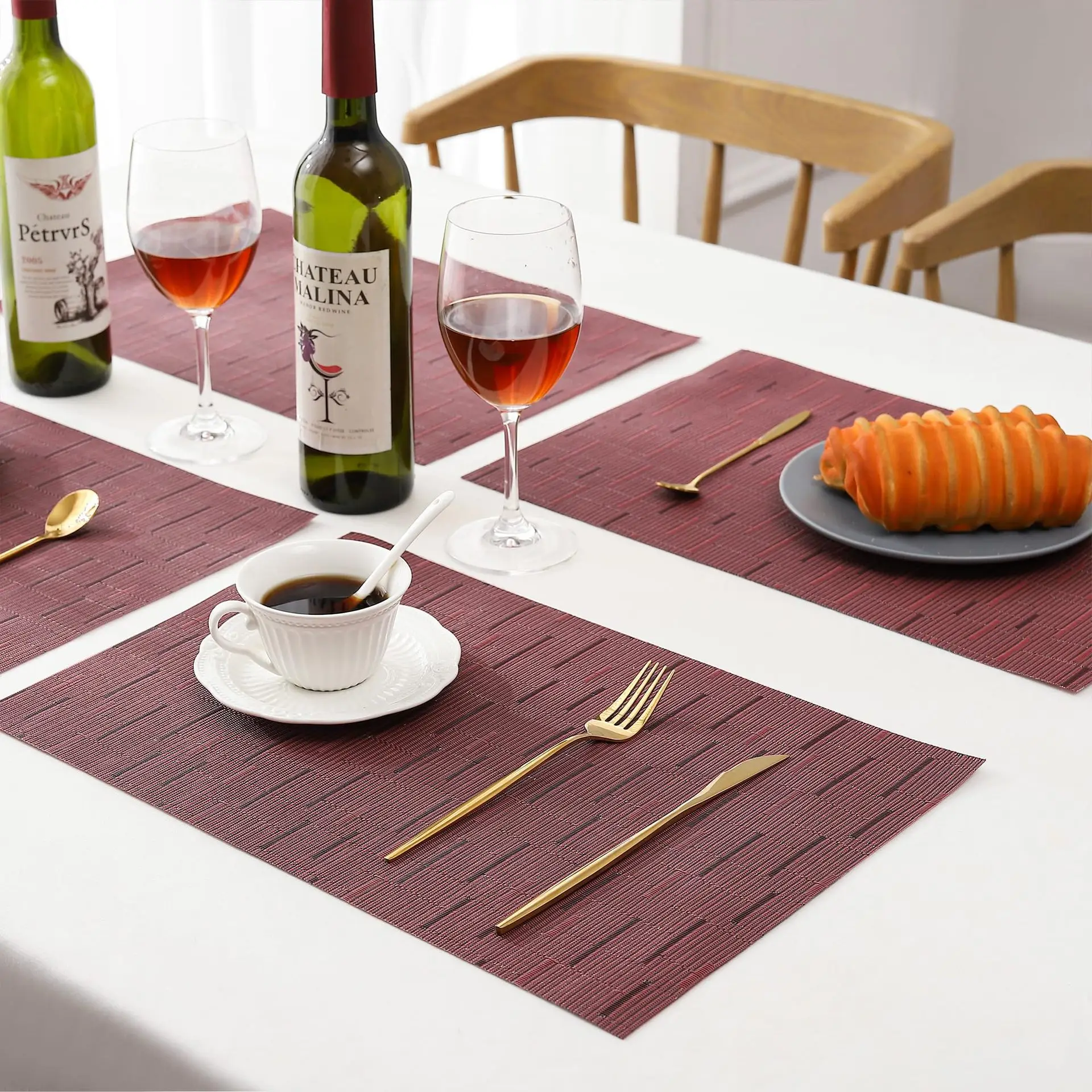 Square Teslin Environmentally Friendly Pvc Placemat 30-45 Thermal Insulation Anti Slip Dining Table  Cup Mat Western Food Mat