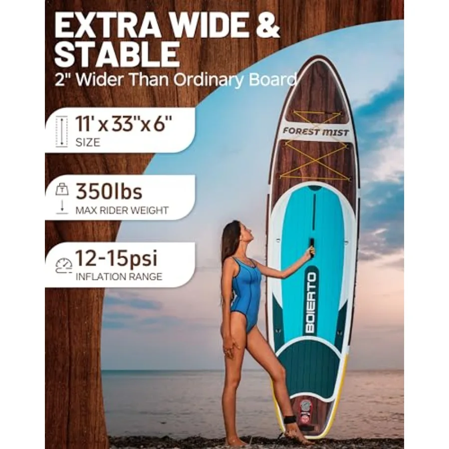 Inflatable Stand Up Paddle Board for adults PVC drop-stitch material blue/gray extra-wide stability 10'8×34 or 11'×33 includes