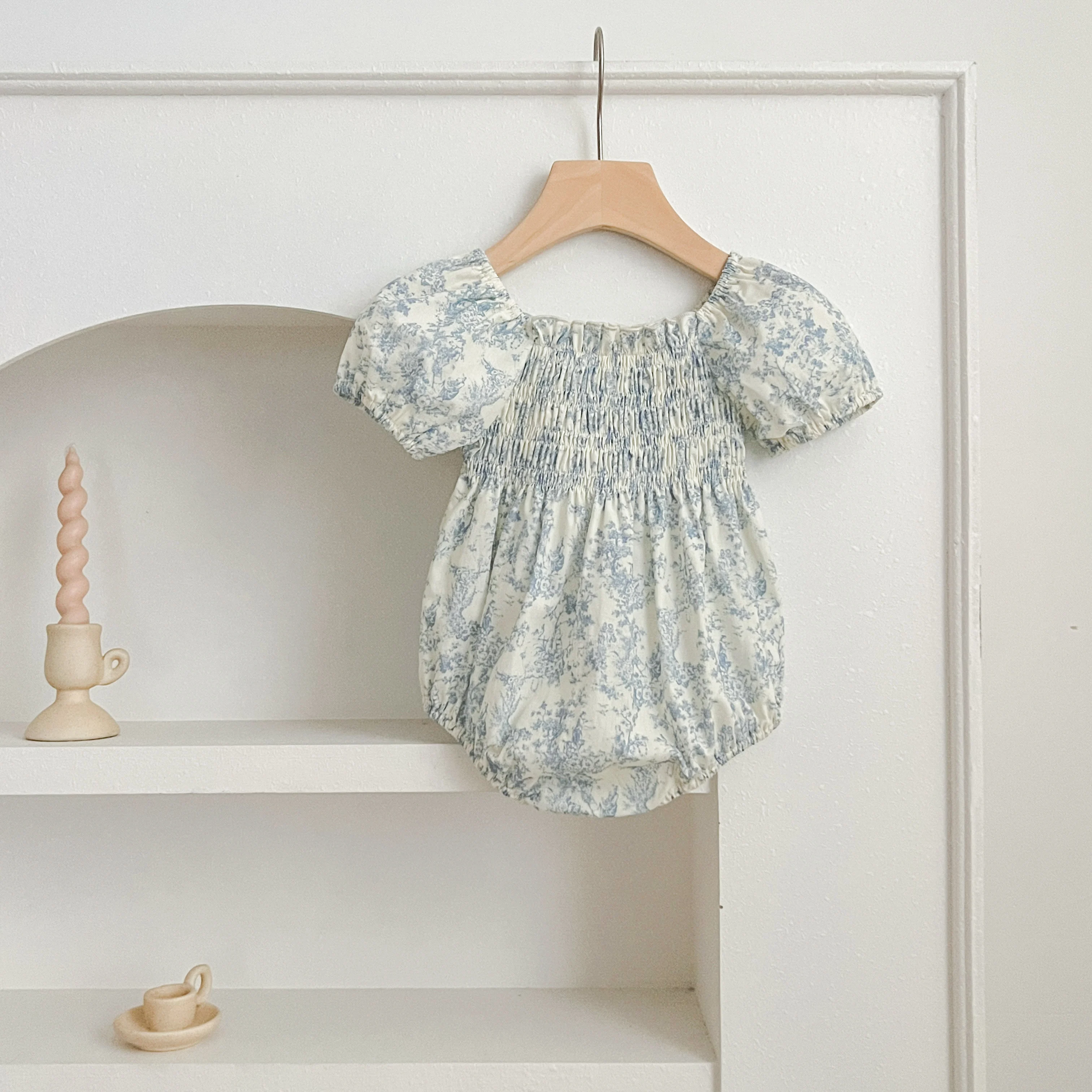 Sommer Schwester Kleid Infant Neugeborenes Baby Mädchen Kleidung Schwester Weibliche Baby Kleine Gebrochene Blaue Blume Kurzarm Strampler Kleidung ﻿ – Detail 9