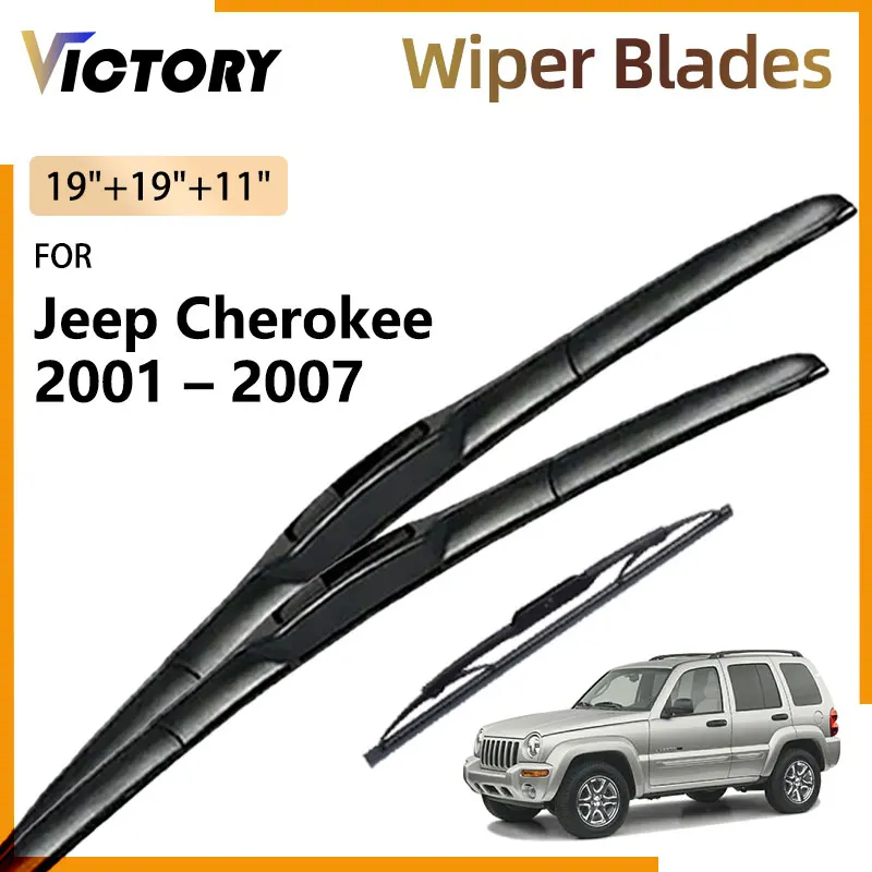 3x Front Rear Wiper Blades For Jeep Cherokee KJ 2001 - 2007 2006 2005 2004 2003 2002 Liberty Sport Windshield Windscreen Brushes