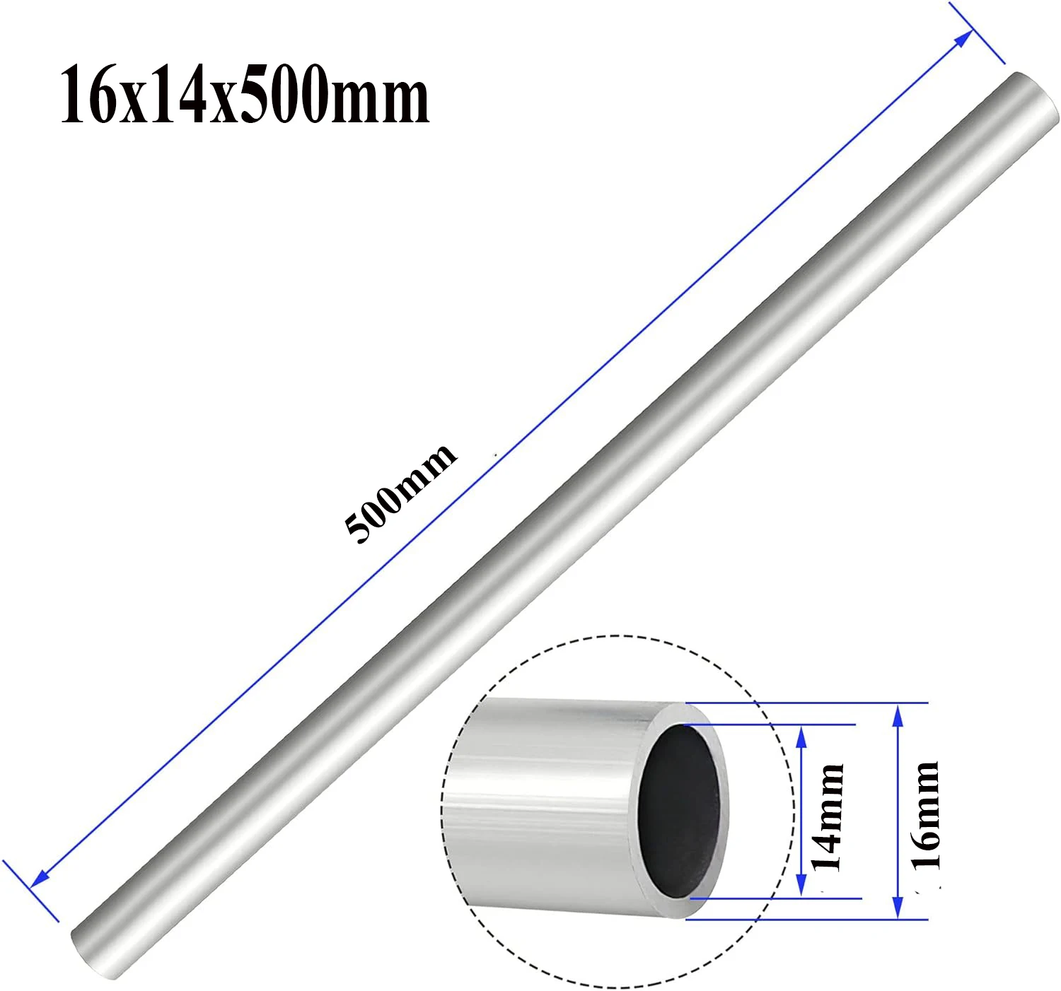 Épaisseur 0.5 ~ 3mm tuyau en aluminium OD 5-20mm ID 3 ~ 18mm droit 200mm 500mm de Long rond 6063 Tube en alliage d'aluminium