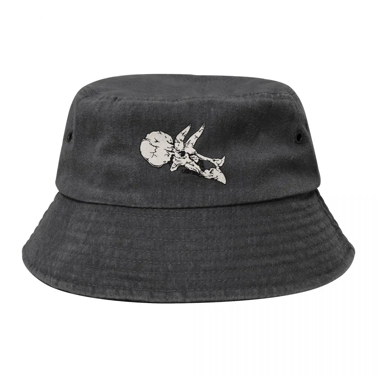 Triceratops Rocks! Aquamarine Dinosaur Skull Fossil Art Bucket Hat Trucker Cap Rave Kids Hat Mens Women's