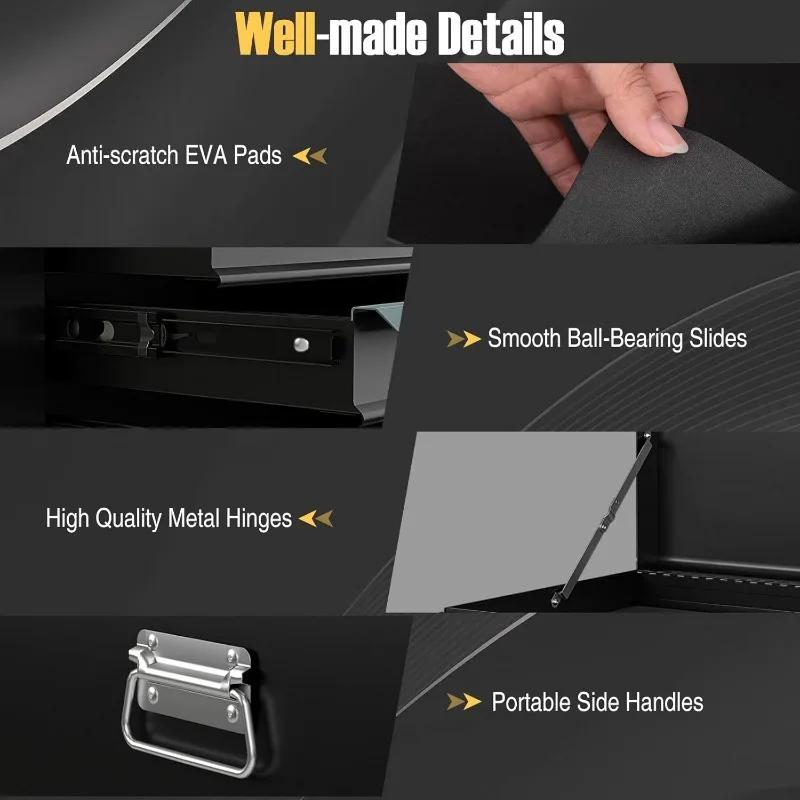 صندوق أدوات فولاذي، صندوق أدوات معدني مقاس 24 بوصة مع 6 أدراج، صندوق أدوات تخزين خزانة الصدر شديدة التحمل قابل للقفل للمرآب، ورشة عمل، #5