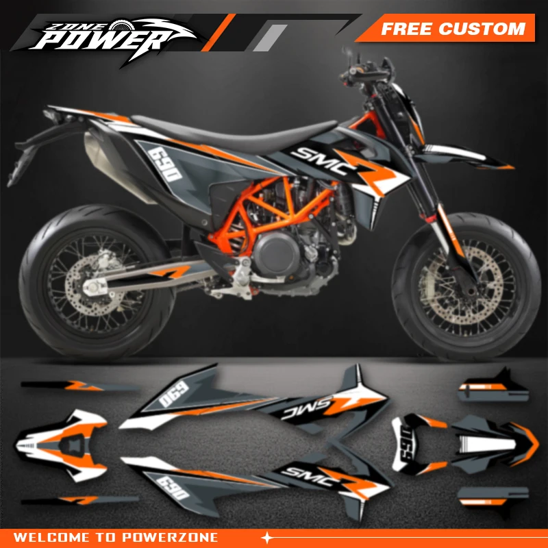 PowerZone Custom Team Graphics Backgrounds Decals For 3M Stickers Kit For KTM 19-21 SMC-R 690 enduro Motorcycle Custom 05