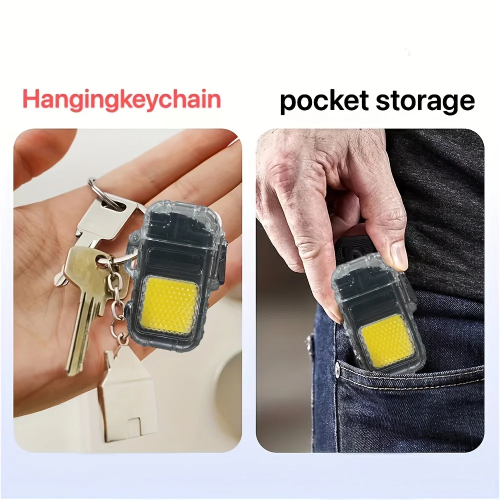 Portable Waterproof Double Arc Lighter With LED Flashlight - Windproof Electric Lighter For Outdoor Adventures