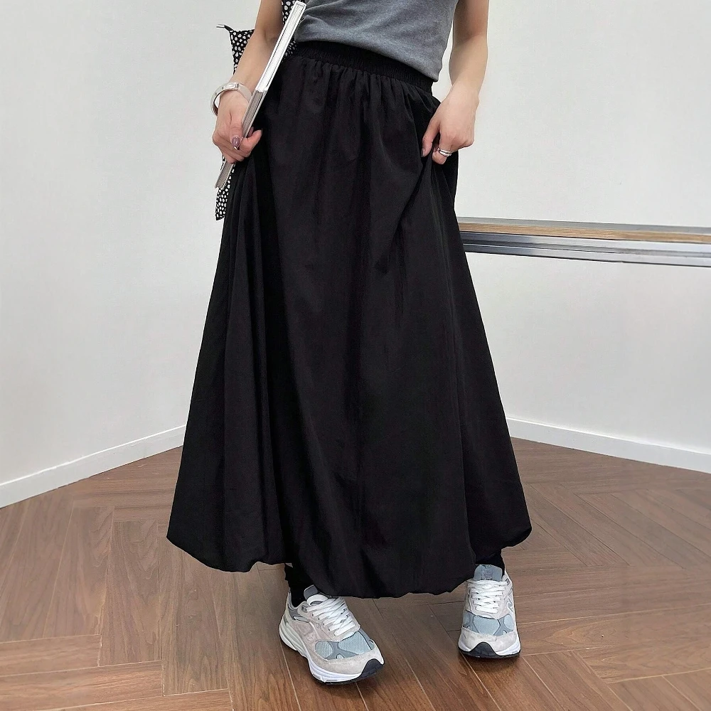 

Mia Muse Boutique Осенние юбки 2025 Женские повседневные базовые однотонные юбки трапециевидной формы с высокой талией и струящимся подолом