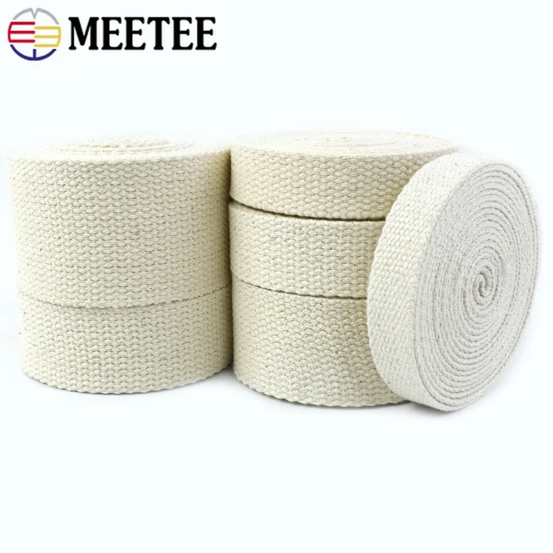 2/5/10Meters 20-50mm Meetee Cotton Webbing Bag Strap Canvas Ribbon Tape Backpack Belt Sling Band Bias Binding Sewing Accessories