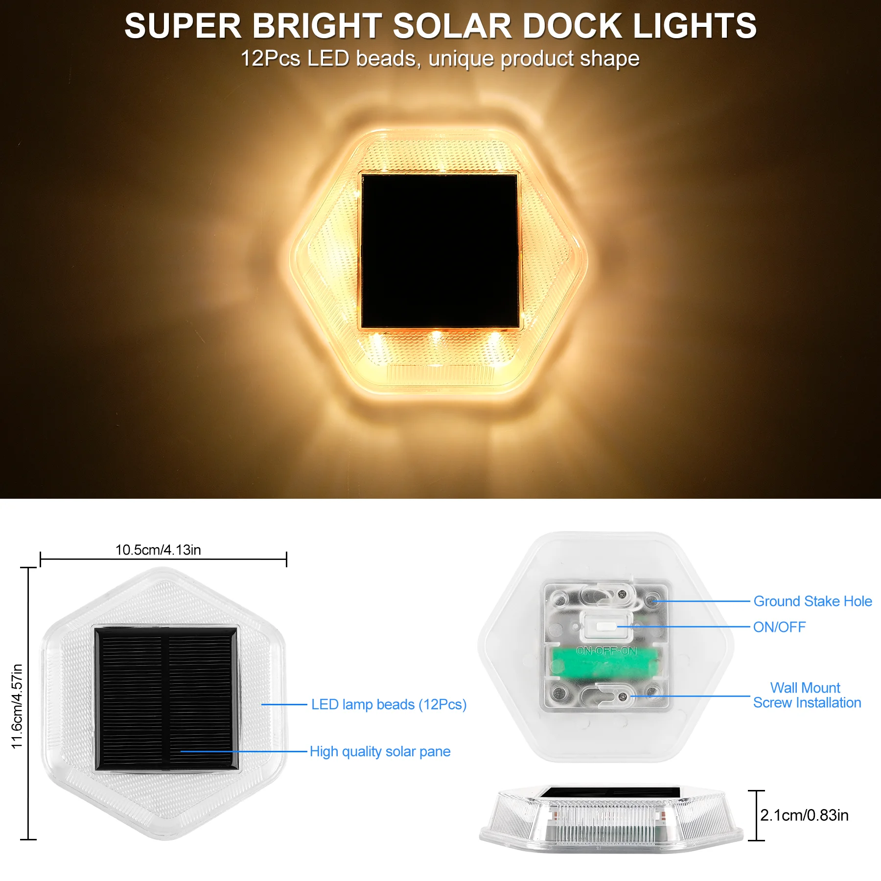 Imagem -03 - Outdoor Solar Power Ground Light Solar Path Lights Deck Lights Luz Subterrânea Quintal Garagem Gramado Decoração do Jardim Iluminação 12leds Pcs