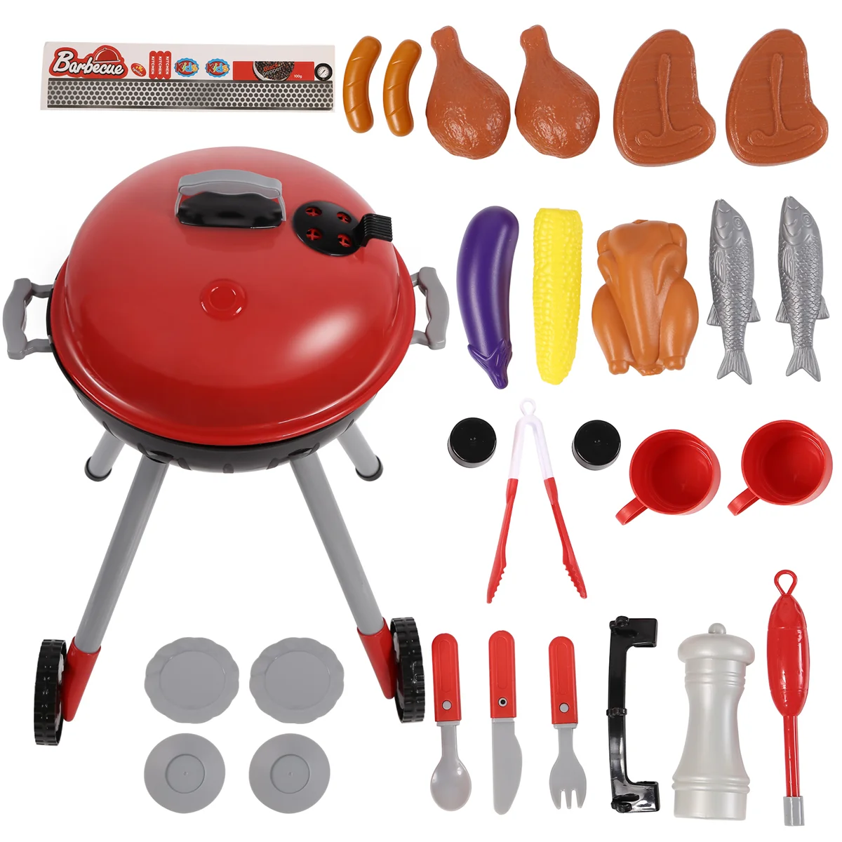 BAAA-Kids Toys Sets BBQ Barbecue Grill Toy Accessories Children's Play Role Chef Simulation BBQ Suits Kitchen Performing Gift