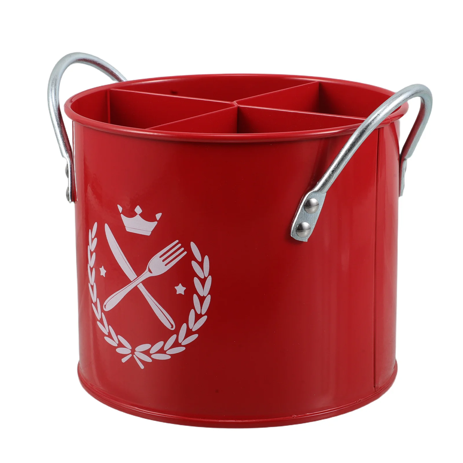 

Rustic Christmas Kitchen Chopsticks Organizer Metal Utensil Holder 4 Compartments Portable Draining Cutlery Caddy