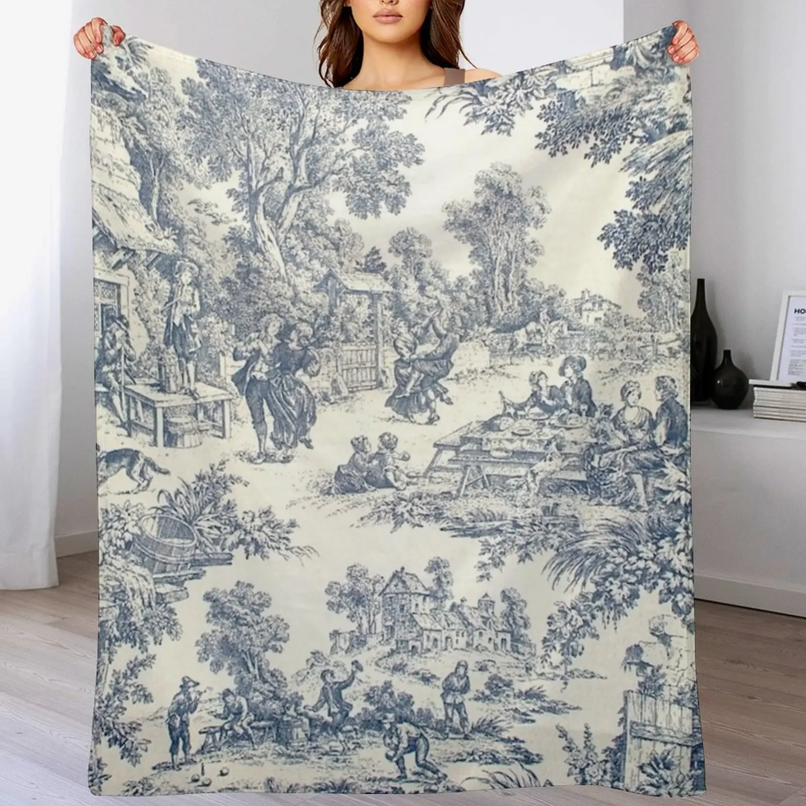 

Toile de Jouy Number 2 Throw Blanket Flannel Heavy Hairy Designers Blankets