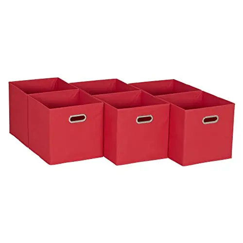 

Набор из 6 складных тканевых контейнеров для хранения Household Essentials – штабелируемые корзины из нетканого материала 11x11x11 с боковыми стенками из ДСП и люверсами
