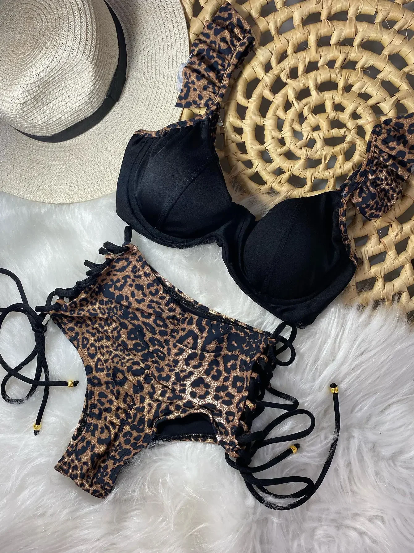 

Sexy Bandage Bikini Women, Solid Push Up Suits, Vintage Print Bikinis, Swimwear, Chest Pad, Bathing Suit, Halter Swimwear, 2024