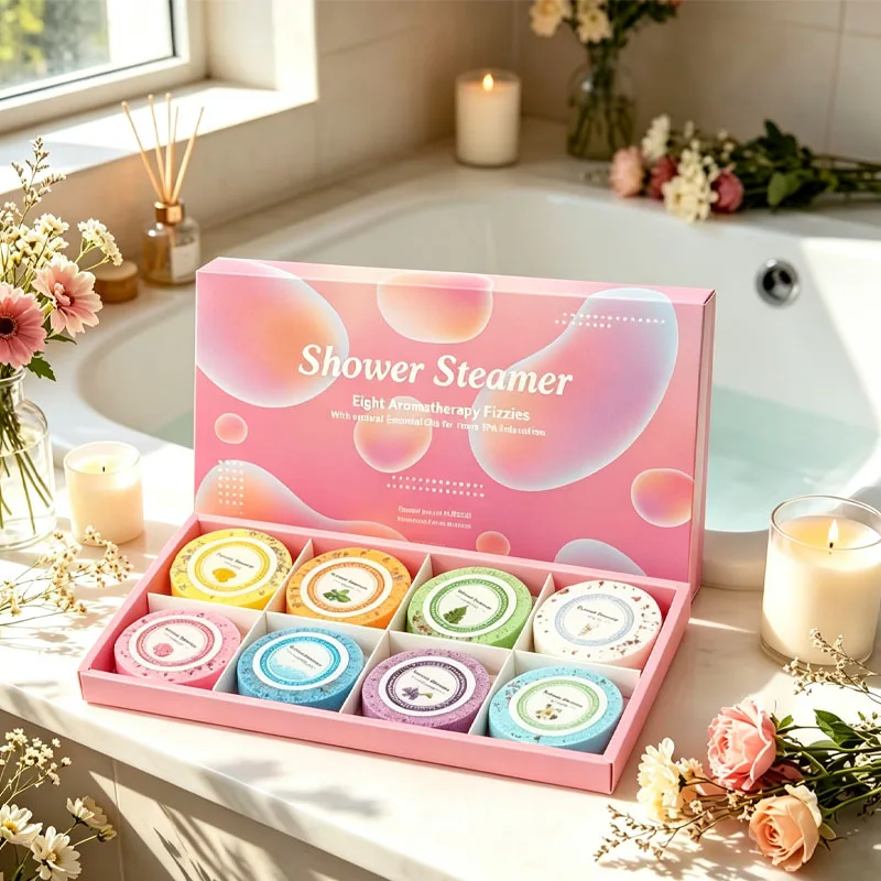 8pcs Aromatherapy Essential Oil Shower Tablets, Citric Acid, And Mint Leaf Extract, Gentle for Cleansing Body Skin, Moisturizing And Comfortable, Universal Self Care Gift for Men Women Holiday Birthday Family Party
