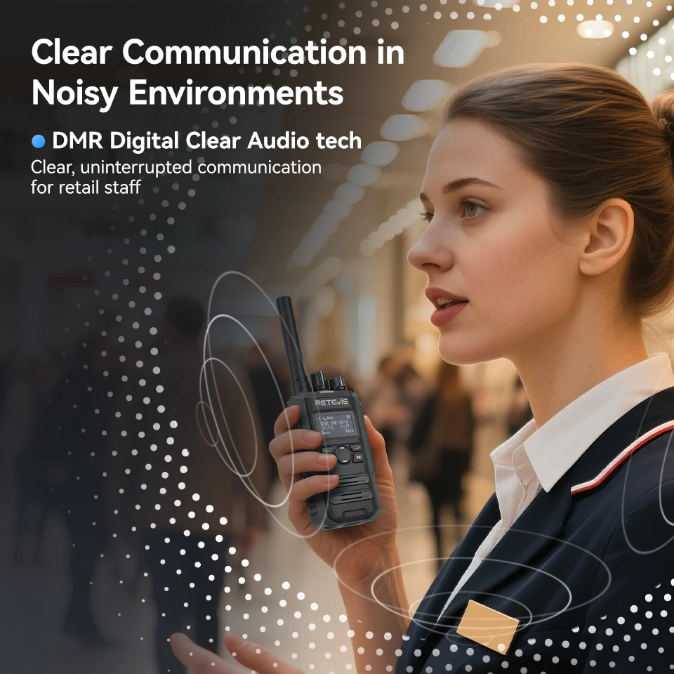 Retevis P3 DMR Zwei-Wege-Radio, schnelles Aufladen, lange Akkulaufzeit, kompaktes, stilvolles, sicheres Walkie-Talkie für Hotels, Schulen, Einzelhandel – Detail 10