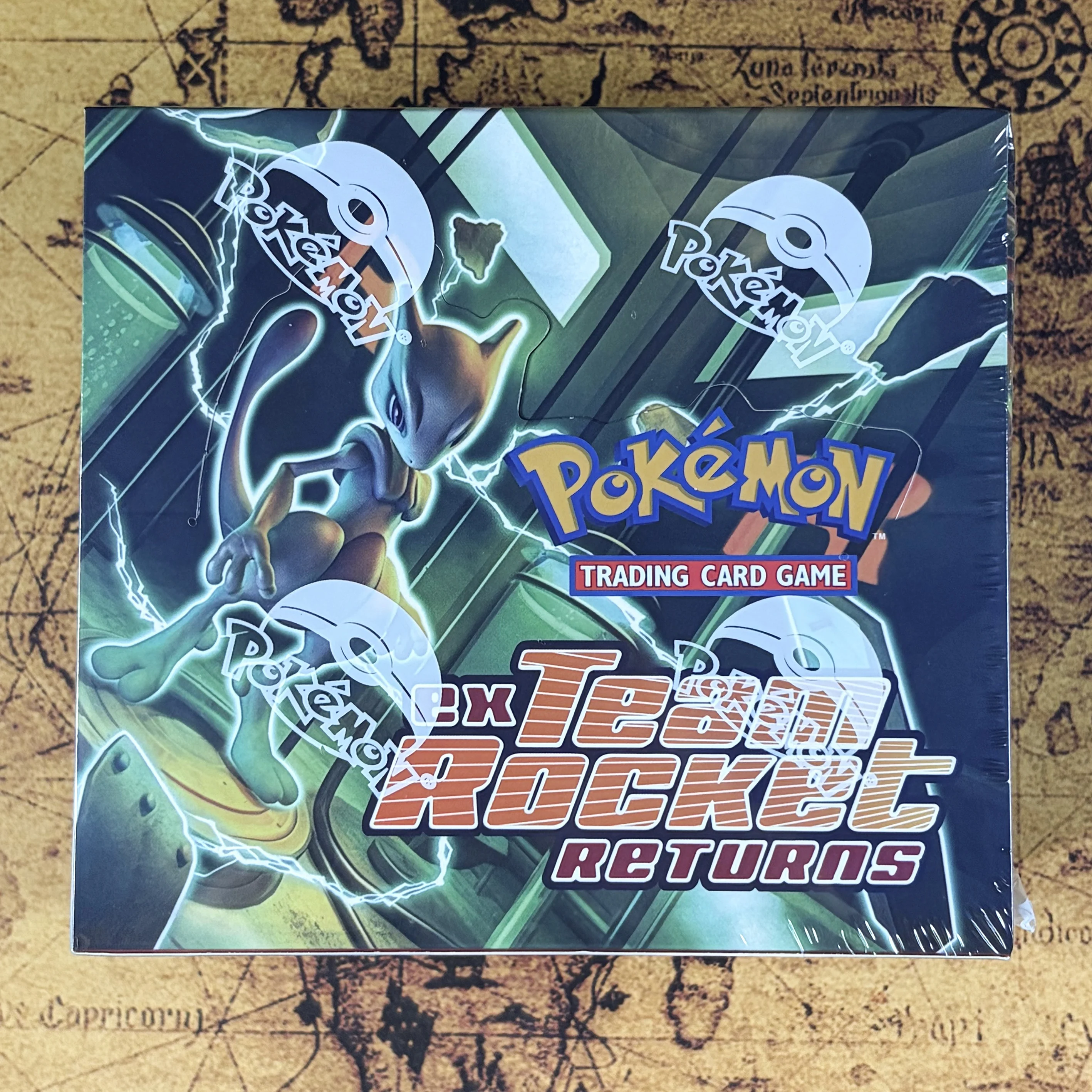 New Holo! PKM PTCG EX Team Rocket Returns Booster Box Tyranitar Scyther Mewtwo Gyarados Trading Game Collection Proxy Cards Gift