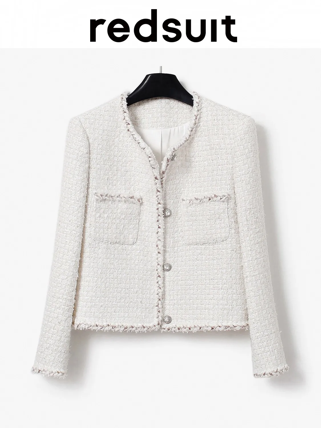 New Heavy Industry Exquisite Bordered White Coarse Felt Coat Exquisite Versatile Top Custom size