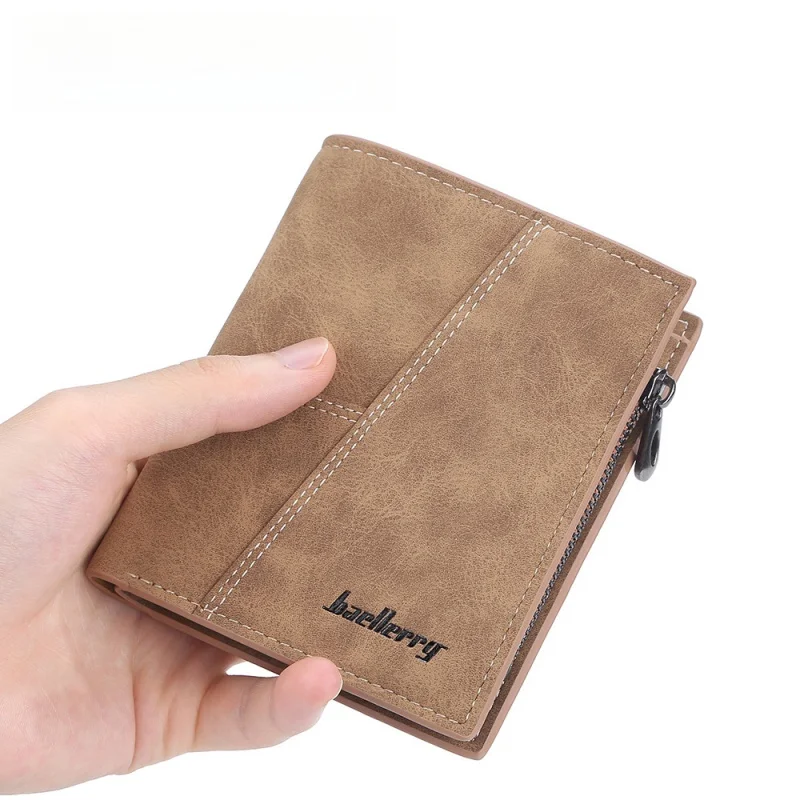 

Men wallet PU leather business horizontal and vertical style multi card holder man purse short zipper male fold wallets