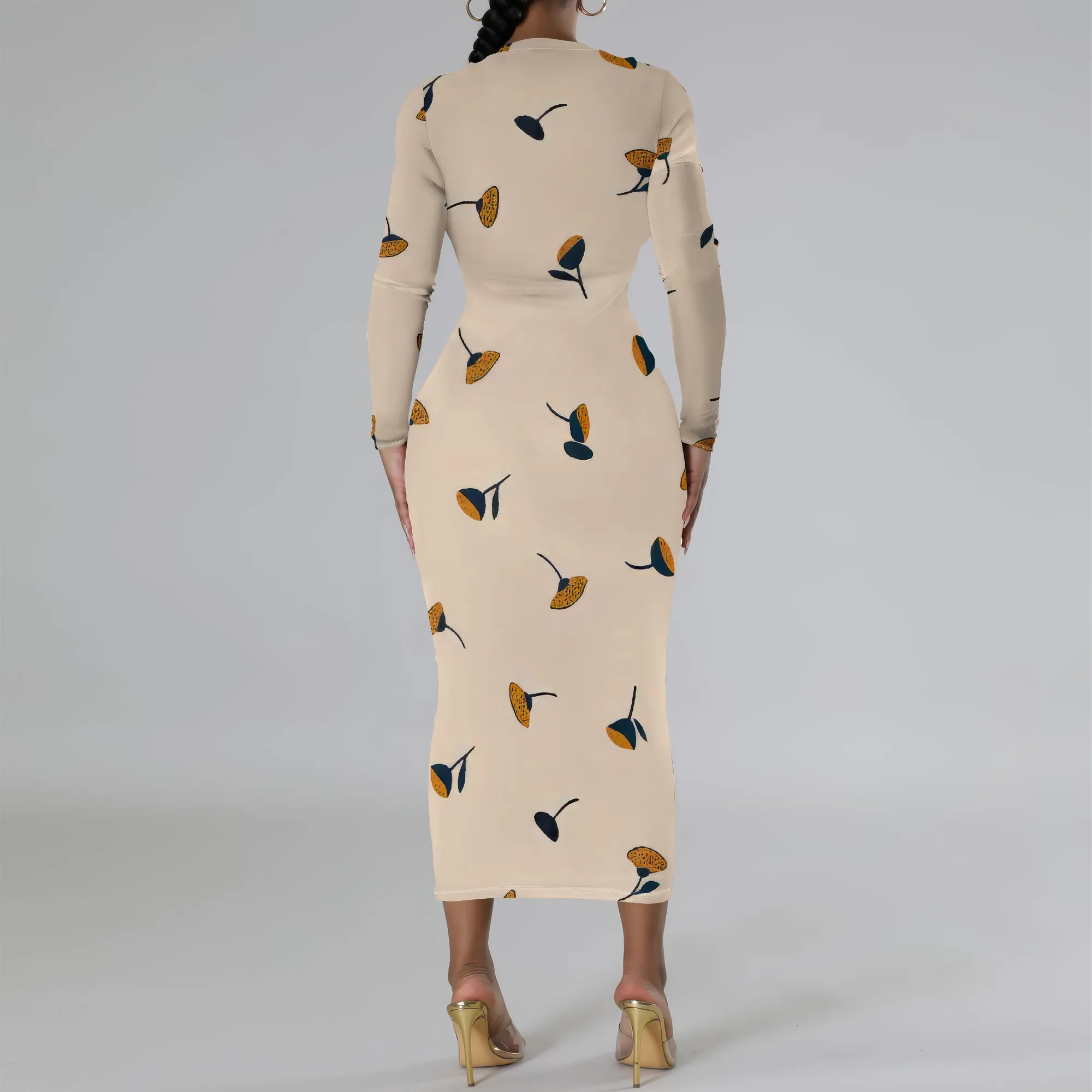 Robe crayon basique décontractée pour femmes, Sexy, manches longues, moulante, mi-longue, robe de Club