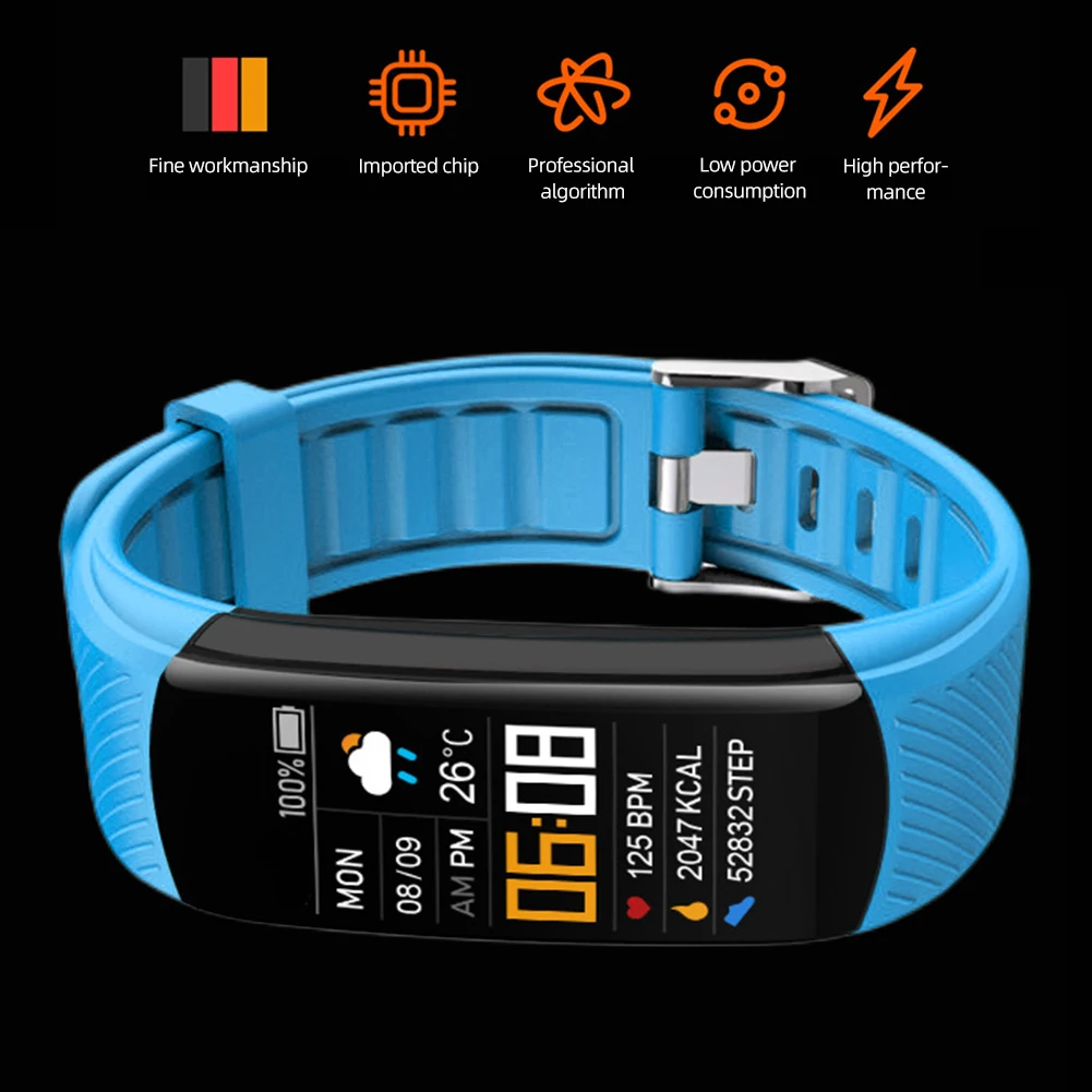 Inteligentny zegarek wodoodporny, sportowy smartwatch z pomiarem tętna, ciśnienia krwi i natlenienia krwi, z bezpośrednim ładowaniem USB do ćwiczeń na świeżym powietrzu.