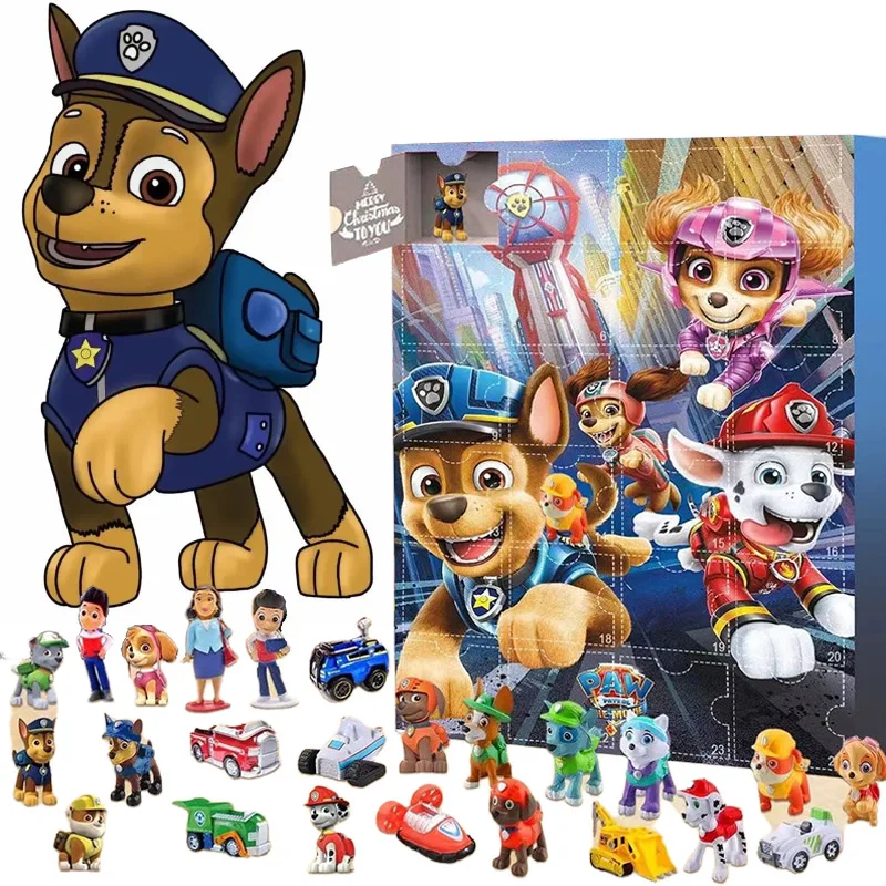 24 Style Paw Patrol Anime Christmas Advent Calendar Chase Kawaii Cartoon Toys Action Figure Model Ornamental Decor Mystery Gift