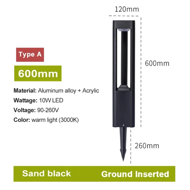 IISINUO LED Bollard Landscape Light Black 3