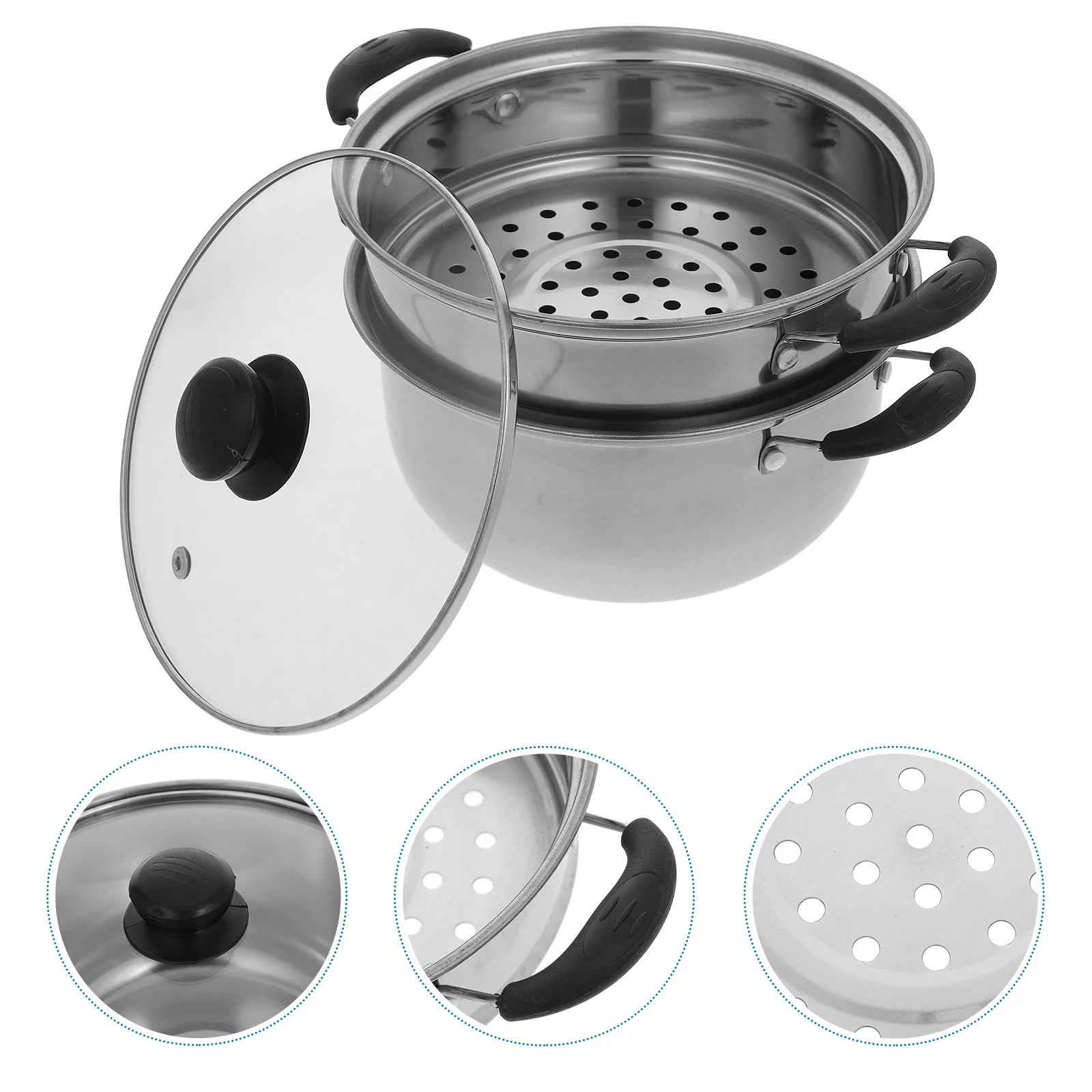 

Stainless Steel Steam Pot Deep Practical Household Soup Pot Easy to All Ignition Sources Healthy Cookware