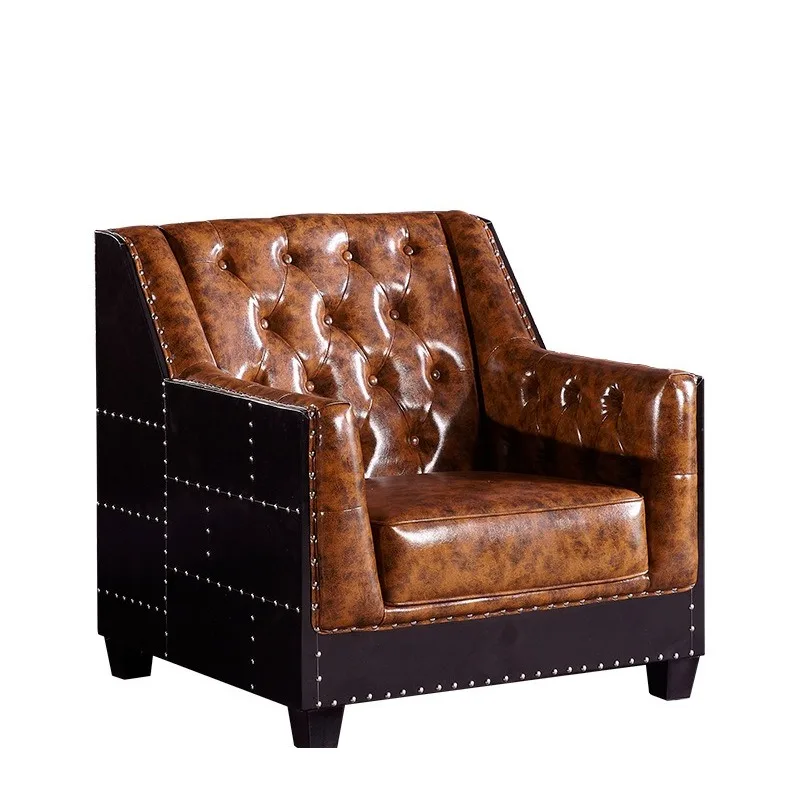 

Industrial-style American retro oil wax leather vintage cigar bar club light luxury