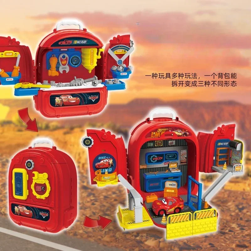 Disney Cars Lightning McQueen Cartoon Car Model Play House Toy Engineer Repair zaino creativo giocattolo per bambini regalo di festa