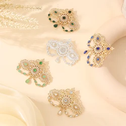 Vintage material zinc alloy brooch Women's crystal brooch Jewelry flower shape branded design caftan pin dress badge