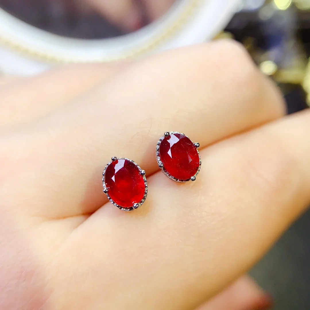 

Designer Luxury brand Ruby Stud Silver 925 Luxury Women's Jewelry Female aesthetic Women's free delivery on gemstones