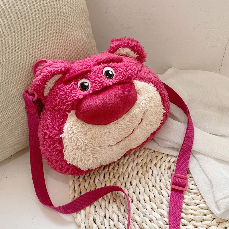 Anime Figure Disney Lotso Big Head Plush Backpack Cute Alien Winnie Tigger Sulley Children\'s Schoolbag Stuffed Shoulder Bag Gift