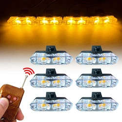 2 LED Car Grille Strobe Lights Wireless Remote Control Yellow Flash Beacon Vehicle Emergency Flashing Signal Lighting 12V
