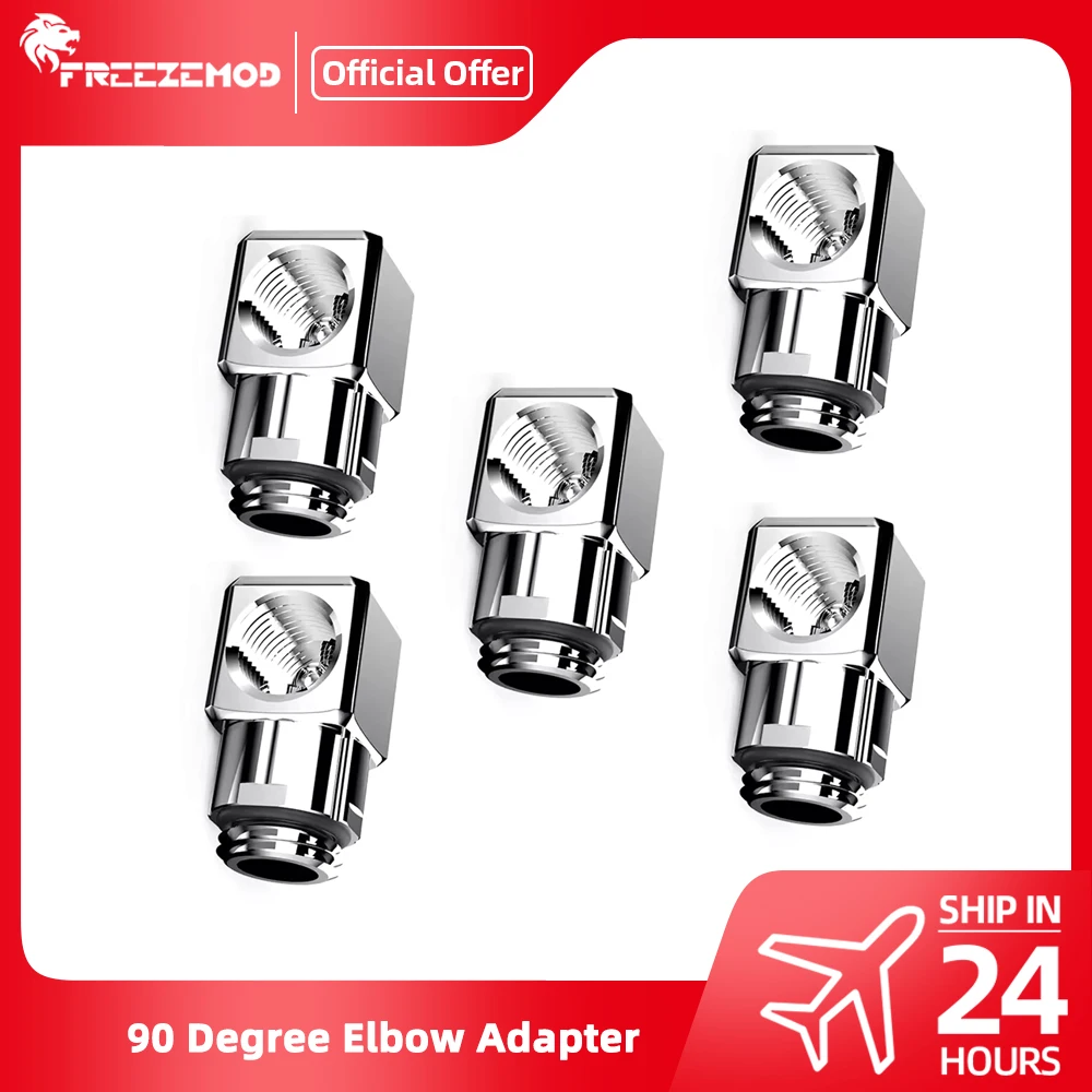 

FREEZEMOD 90 degree Adapter Kit Elbow 360 Rotation Compression G 1/4 Thread Fitting For PC Water Cooling Gamer Brass GXZWT-D90