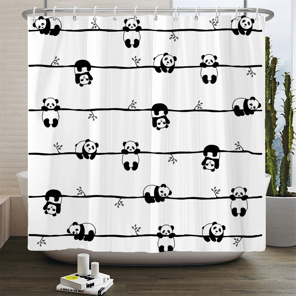 Cute Cat Animal Shower Curtain Baby Room Decor Waterproof Cartoon Shower Curtain Bathtub Curtain Bathroom Textured With Hooks