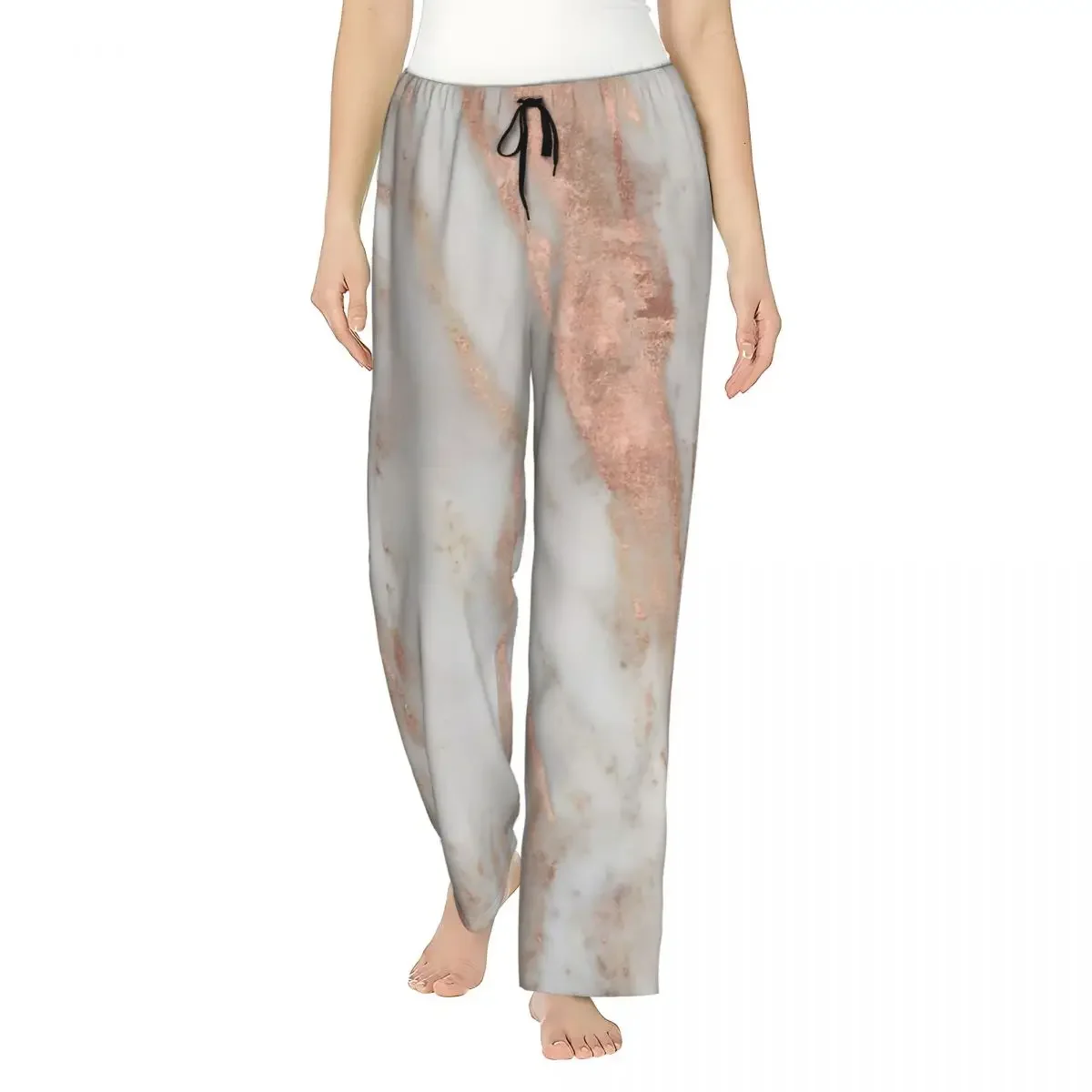 

Custom Civezza - Rose Gold Marble Women Pajama Pants Lounge Sleep Sleepwear Bottoms with Pockets