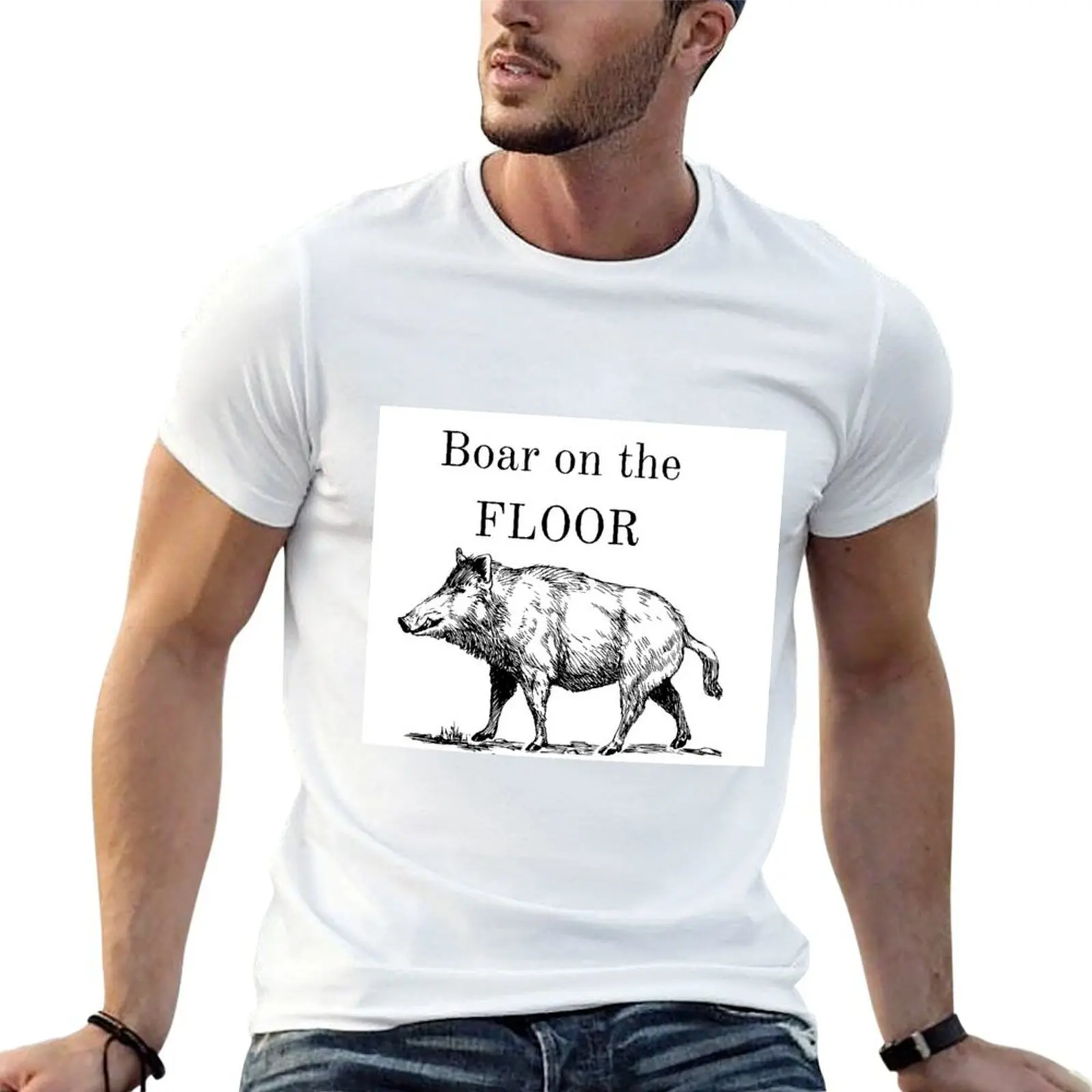 Boar on the floor succession quote white roy T-Shirt man t shirt luxury anime t shirts for man T-Shirt