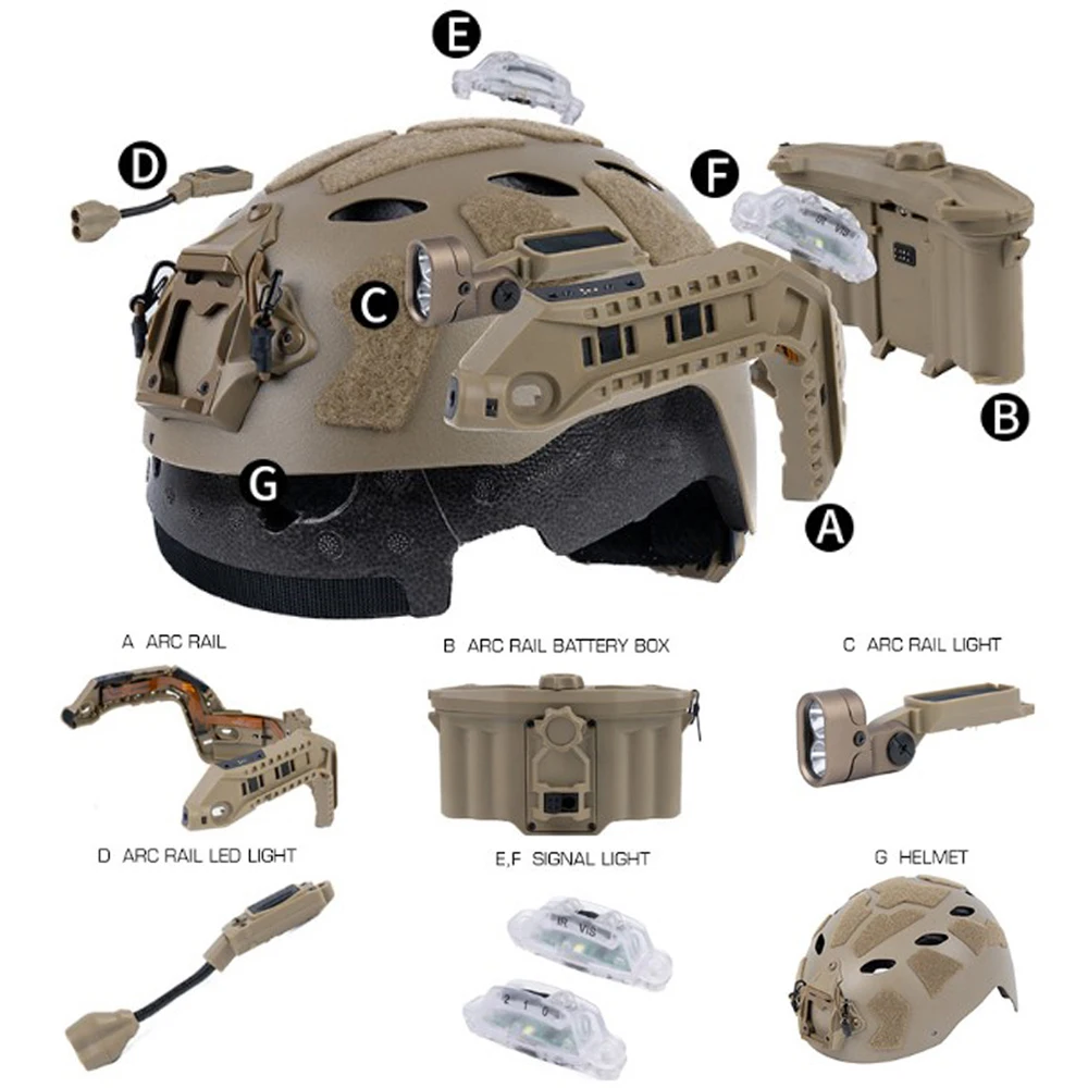 Casco táctico ARC Rail modular con caja de batería para caza y Airsoft - imagen 4