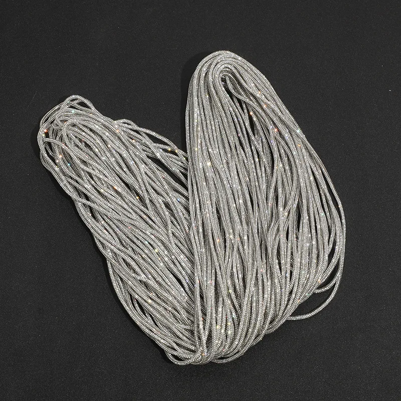 10 Yard Crystal Shiny Round Rope Diy Rhinestone Drawstring For Hoodie Trouser Replacement String Diamond Trim Cord