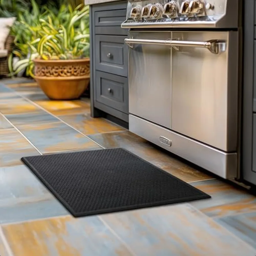 Indoor Outdoor Heavy Duty Rubber Floor Mat 1 3 Thick 18 x 30 Anti Slip for Garage Garden Indoor Outside Industrial Pool Entranc