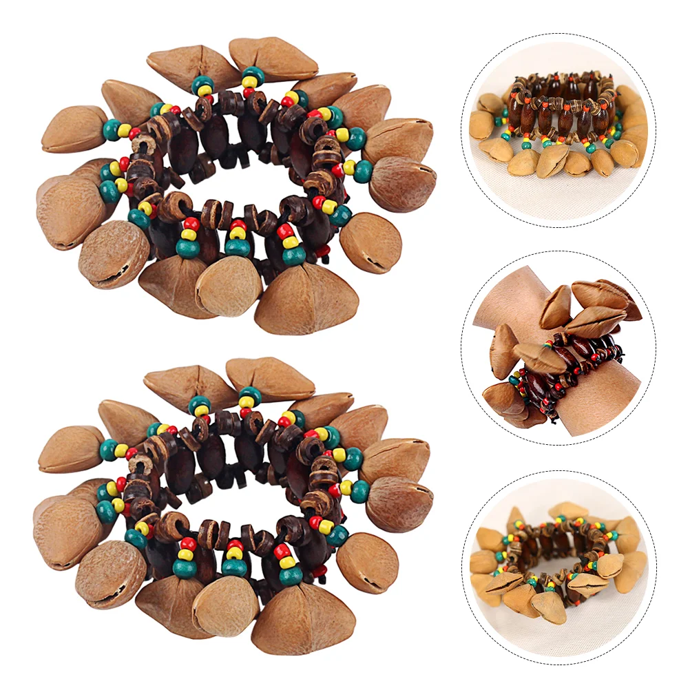 African Nutshell Handbell Bracelet Tribal Style Bangle Creative Djembe Unique Handbells Drum Dance Wrist Bracelets Toys