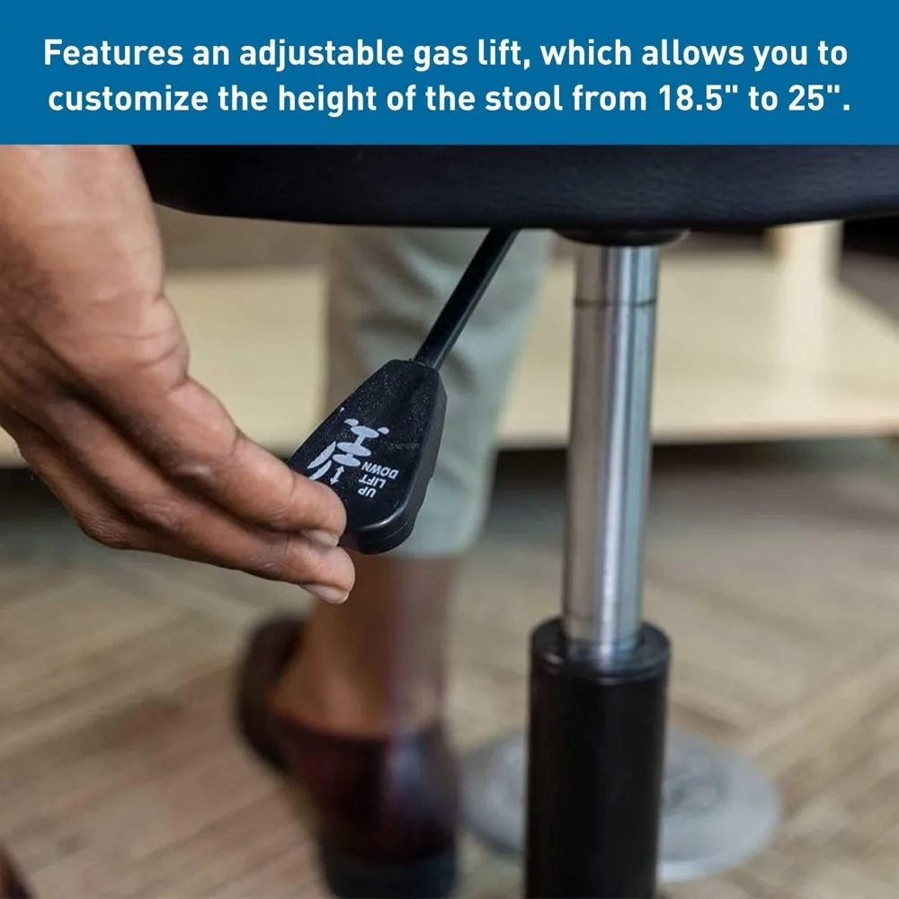 Rolling Exam Stool with Wheels, 18.5 Inch to 25 Inch Adjustable Height for Dentists, Spas, & Healthcare Environments, 5 Casters