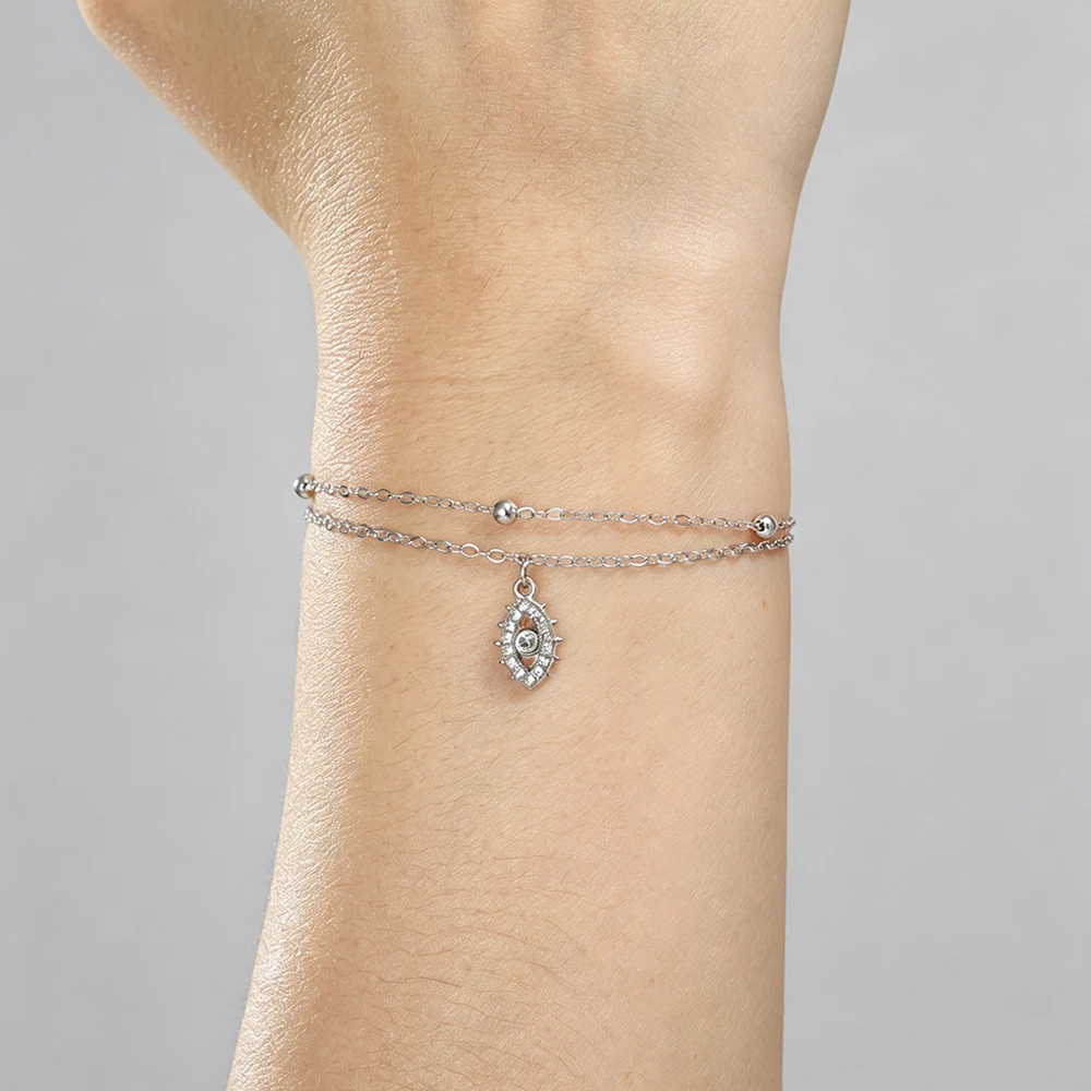 Lucky Evil Eye Charm Bracelet for Women18K Gold Plated Stainless Steel Zircon Lucky Protection Amulet Wrist Jewelry Fashion Gift